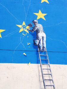 graffiti, mural, ladder, star, street art, banksy, brexit, dover, eu, europe, flag, eu flag, urban art, banksy, banksy, banksy, banksy, banksy